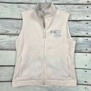 Columbia L White Fleece Zip Vest Colorado Ski Country